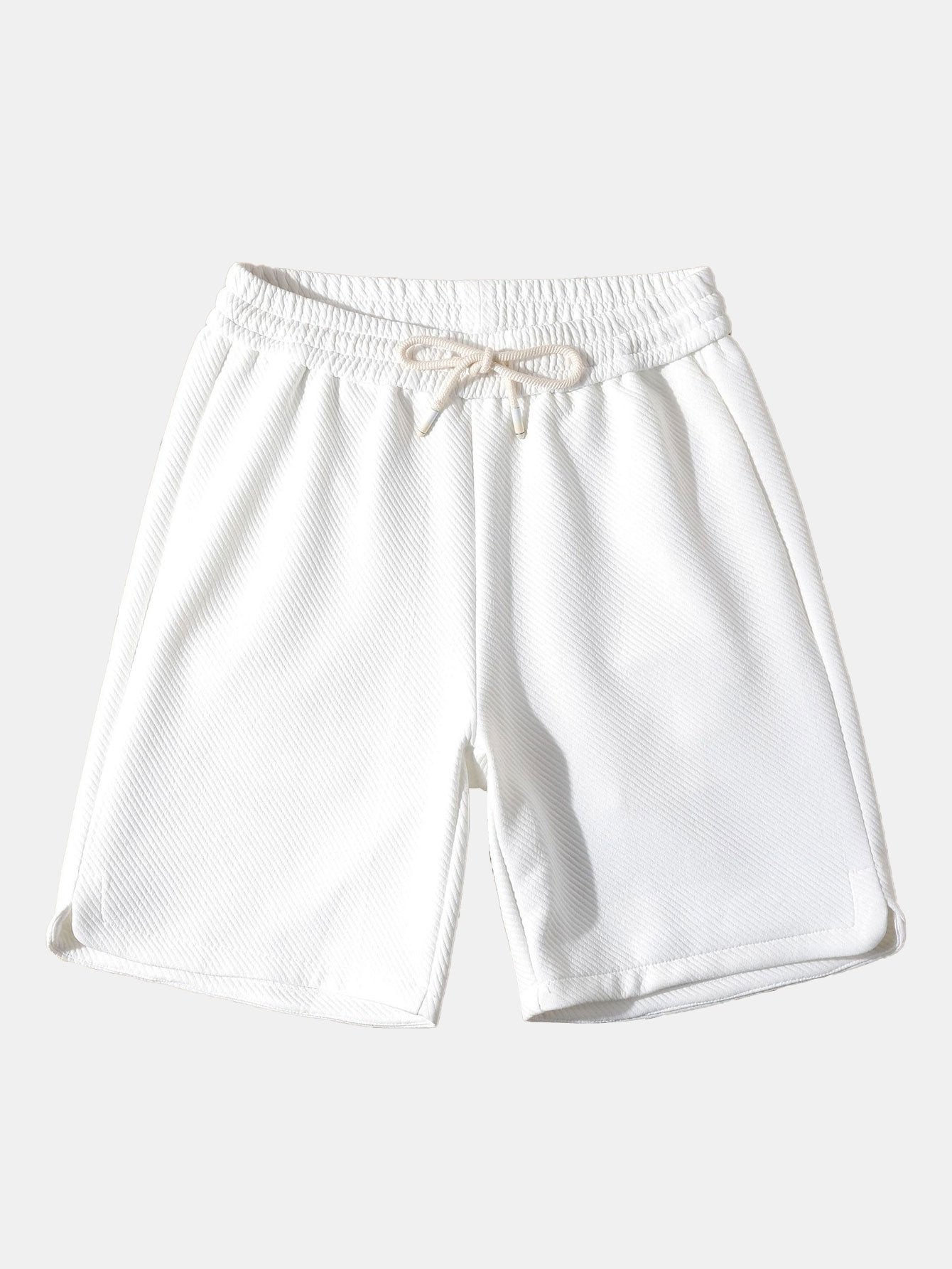 Loose Fit Drawstring Twill Jacquard Shorts - Naturzy