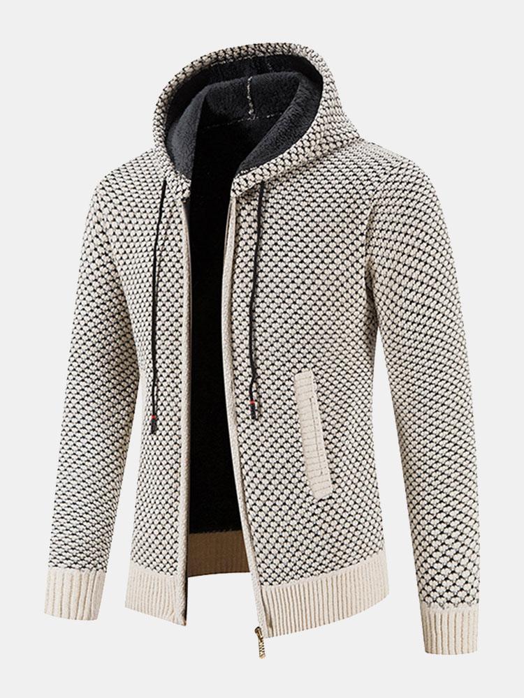 Teddy Lined Textured Hooded Sweater - Naturzy