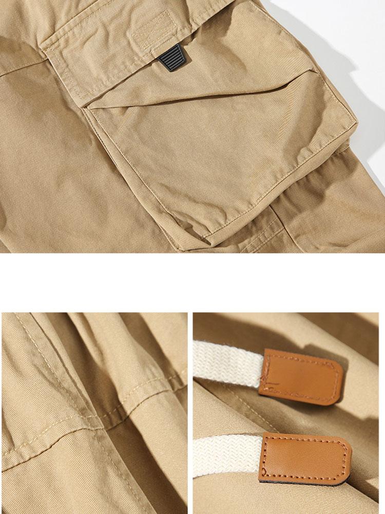 Elastic Drawstring Cuff Parachute Cargo Pants - Naturzy