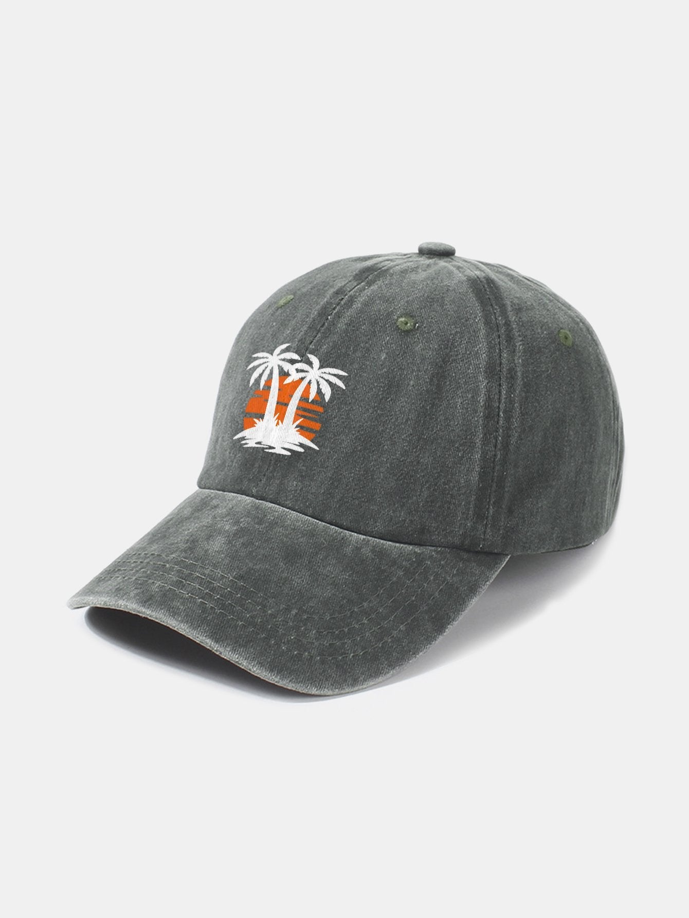 Coconut tree sunset pattern classic retro washed cotton casual baseball cap - Naturzy