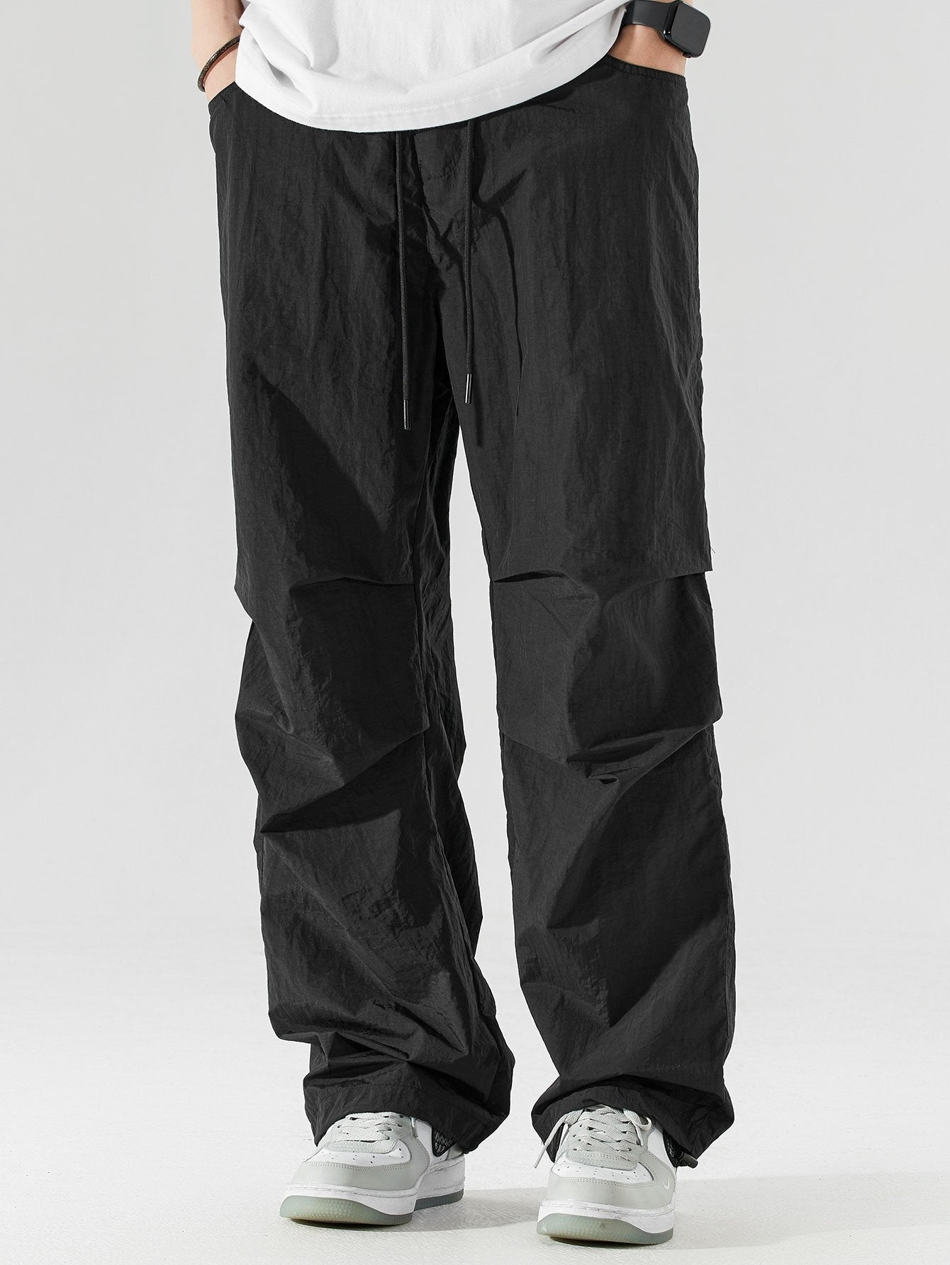Elastic Waist Parachute Pants - Naturzy