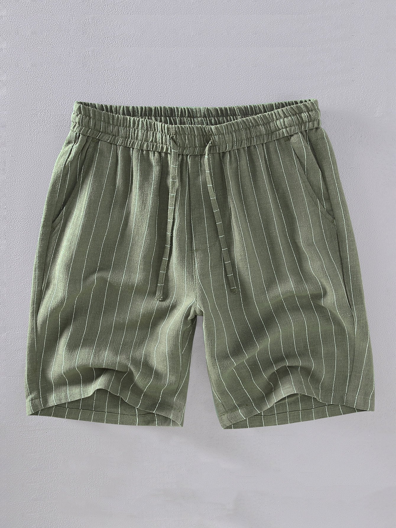 Linen Cotton Blend Striped Shorts - Naturzy