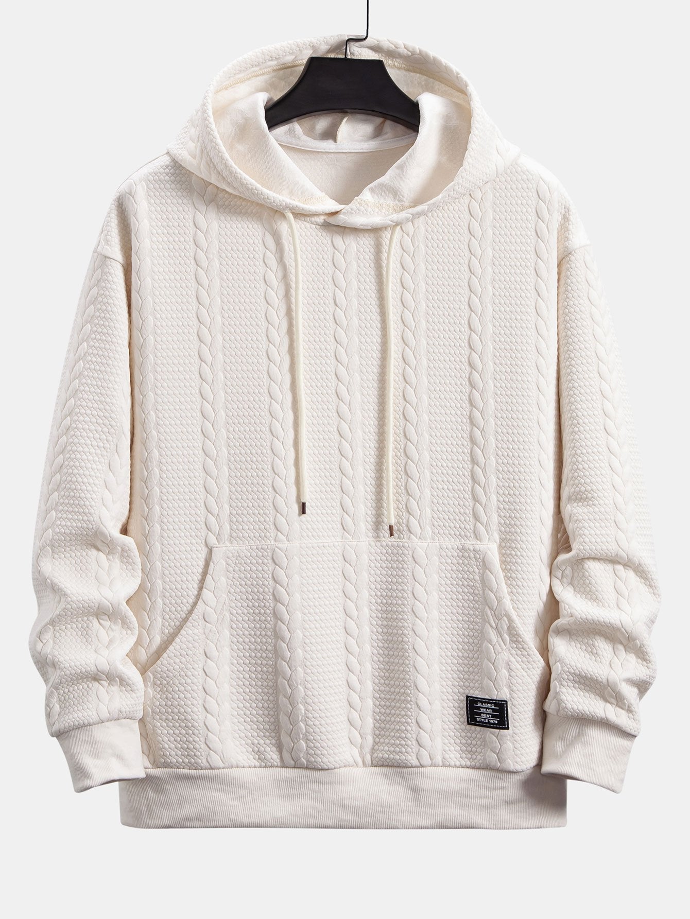 Relax Fit Wheat Jacquard Hoodie - Naturzy