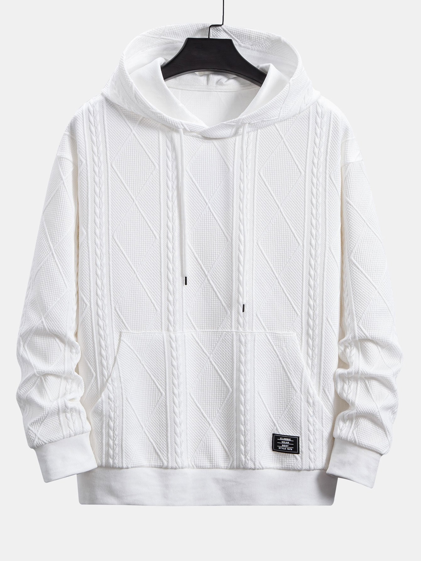Relax Fit Geometric Jacquard Hoodie - Naturzy