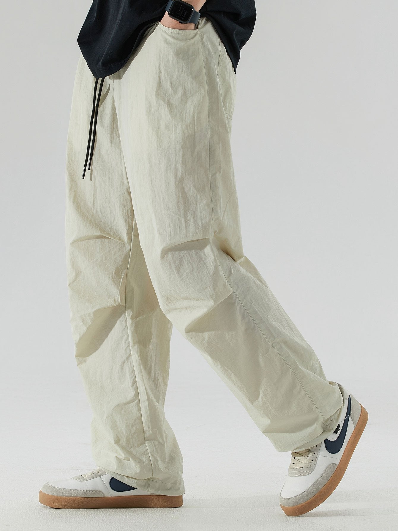 Elastic Waist Parachute Pants - Naturzy