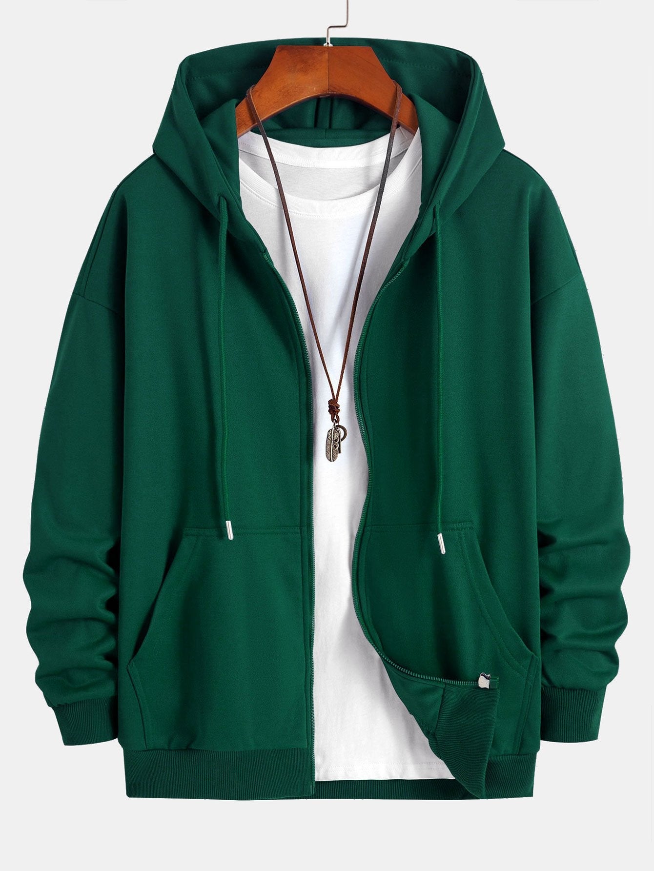 Basic Relax Fit Zip Hoodie - Naturzy