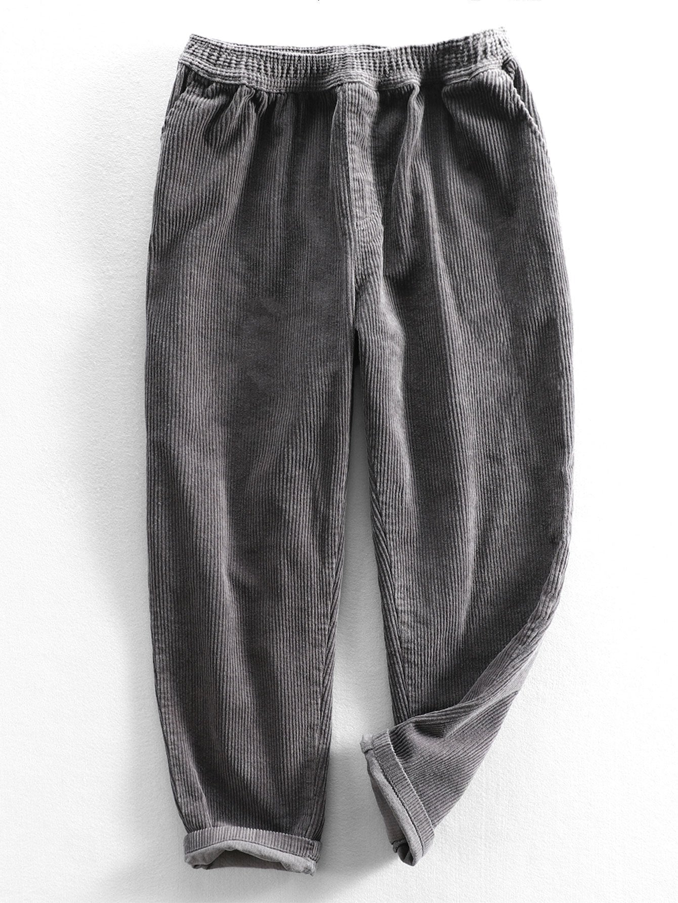 Cotton Corduroy Cropped Pants - Naturzy