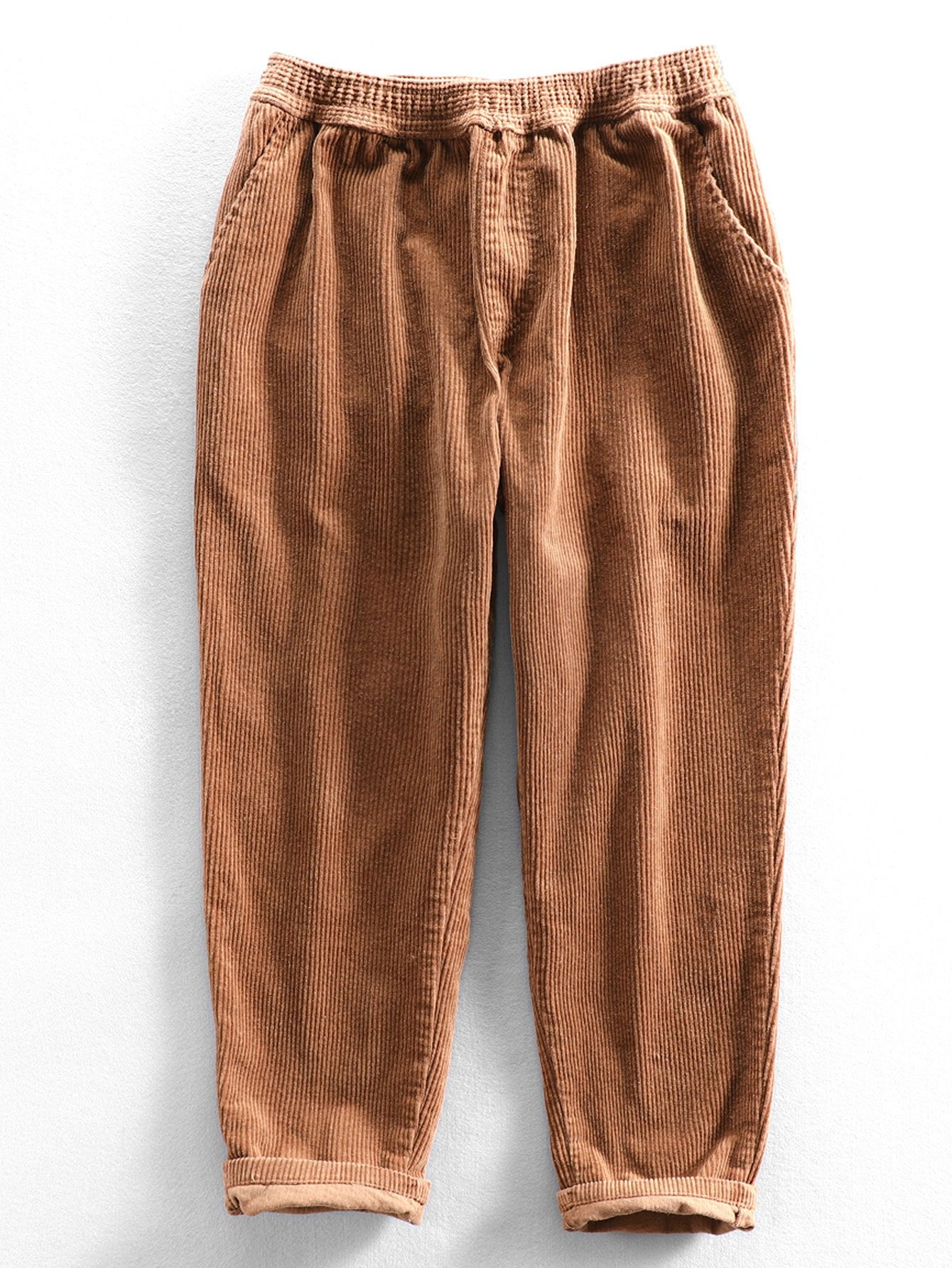 Cotton Corduroy Cropped Pants - Naturzy