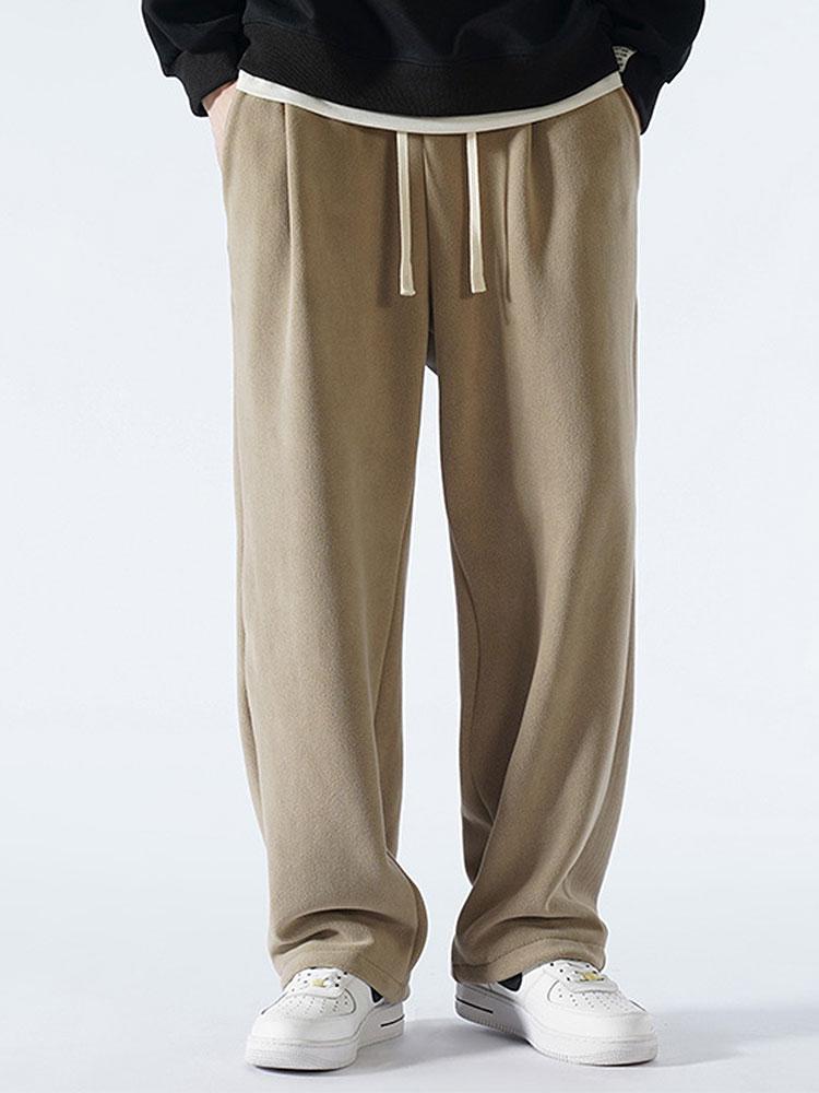 3 Pieces Polar Fleece Loose Fit Straight Leg Pants - Naturzy
