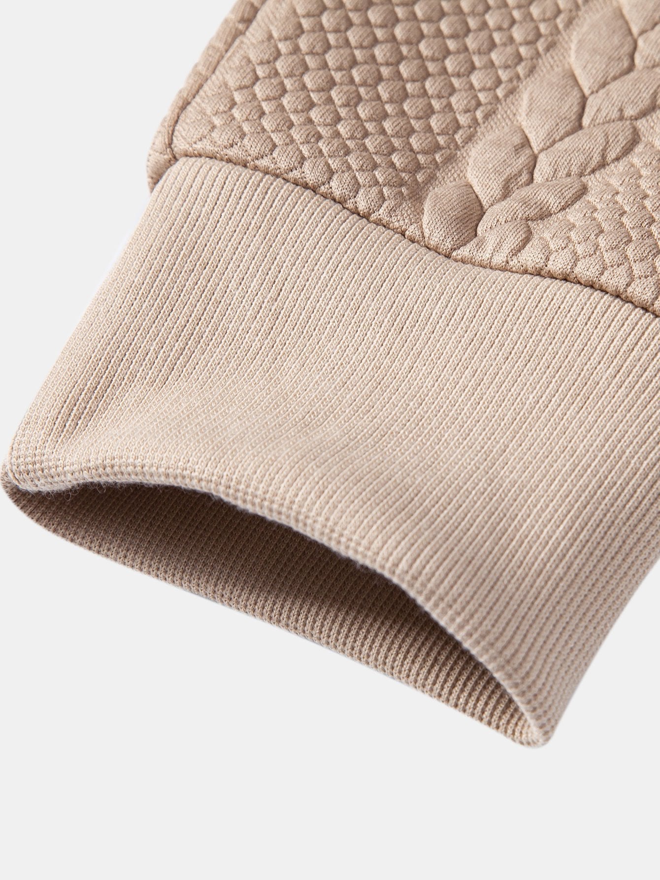 Relax Fit Wheat Jacquard Hoodie - Naturzy