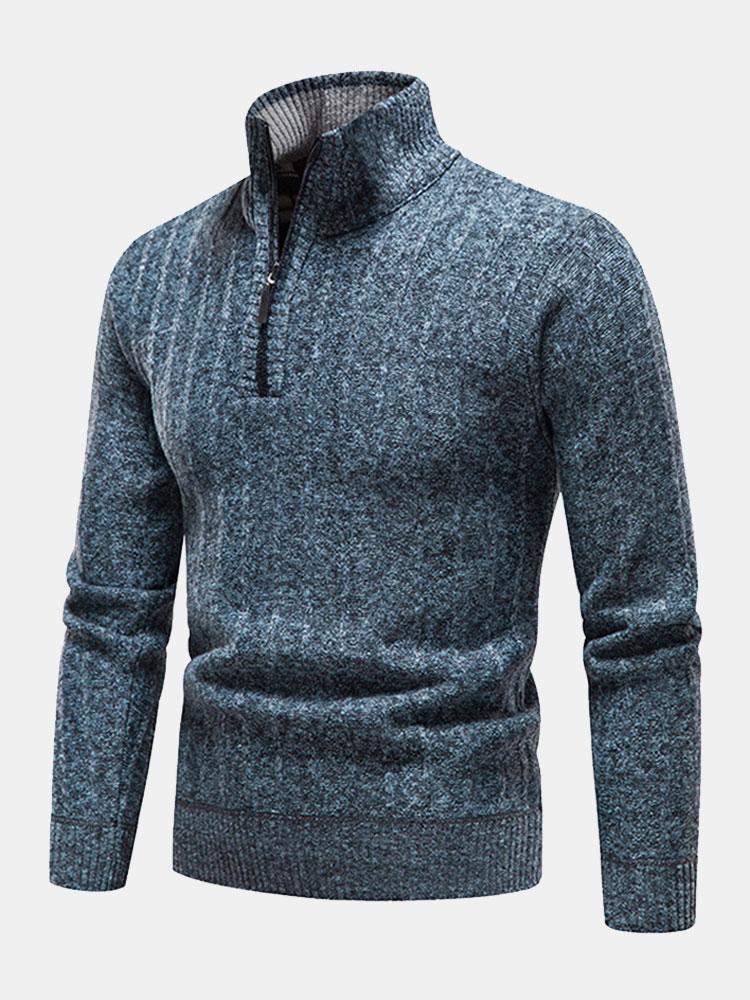 Textured Quarter Zip Sweater - Naturzy