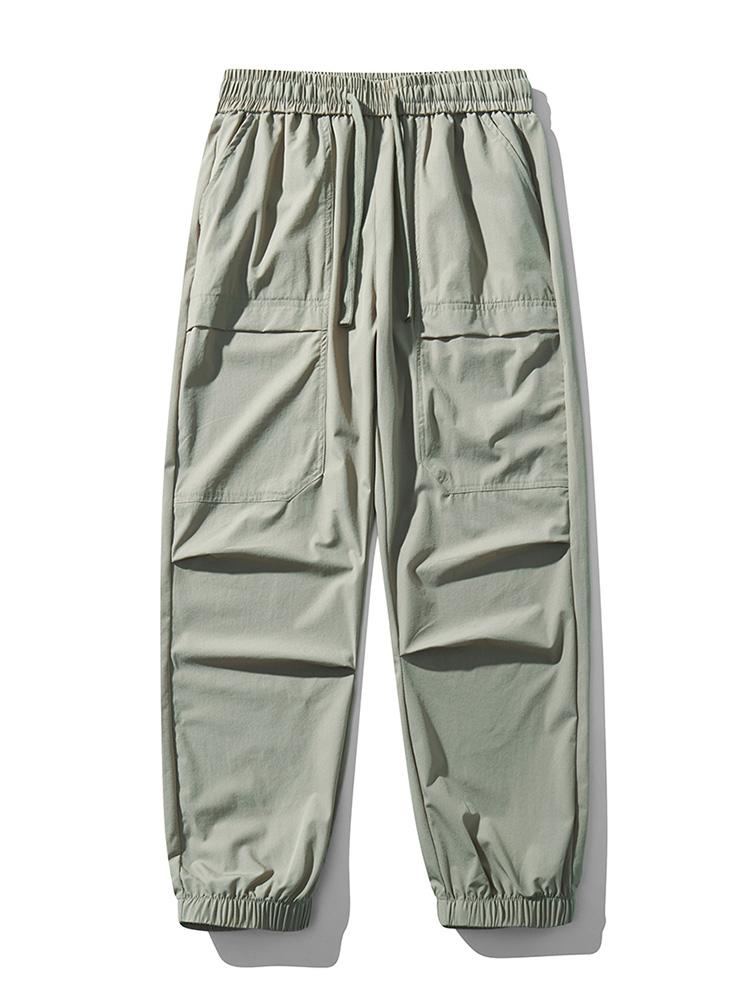 Elastic Waist Parachute Cargo Pants - Naturzy