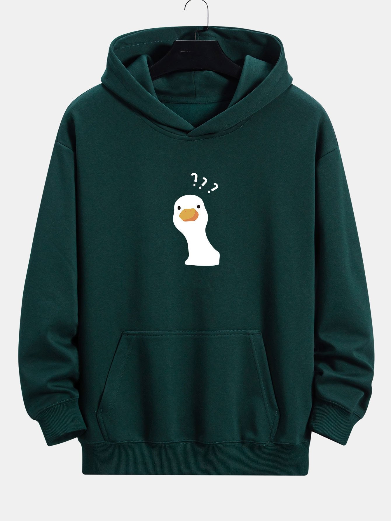 Question Mark Doubtful Duck Print Relax Fit Hoodie - Naturzy