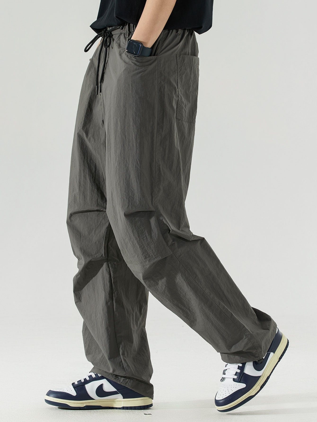 Elastic Waist Parachute Pants - Naturzy