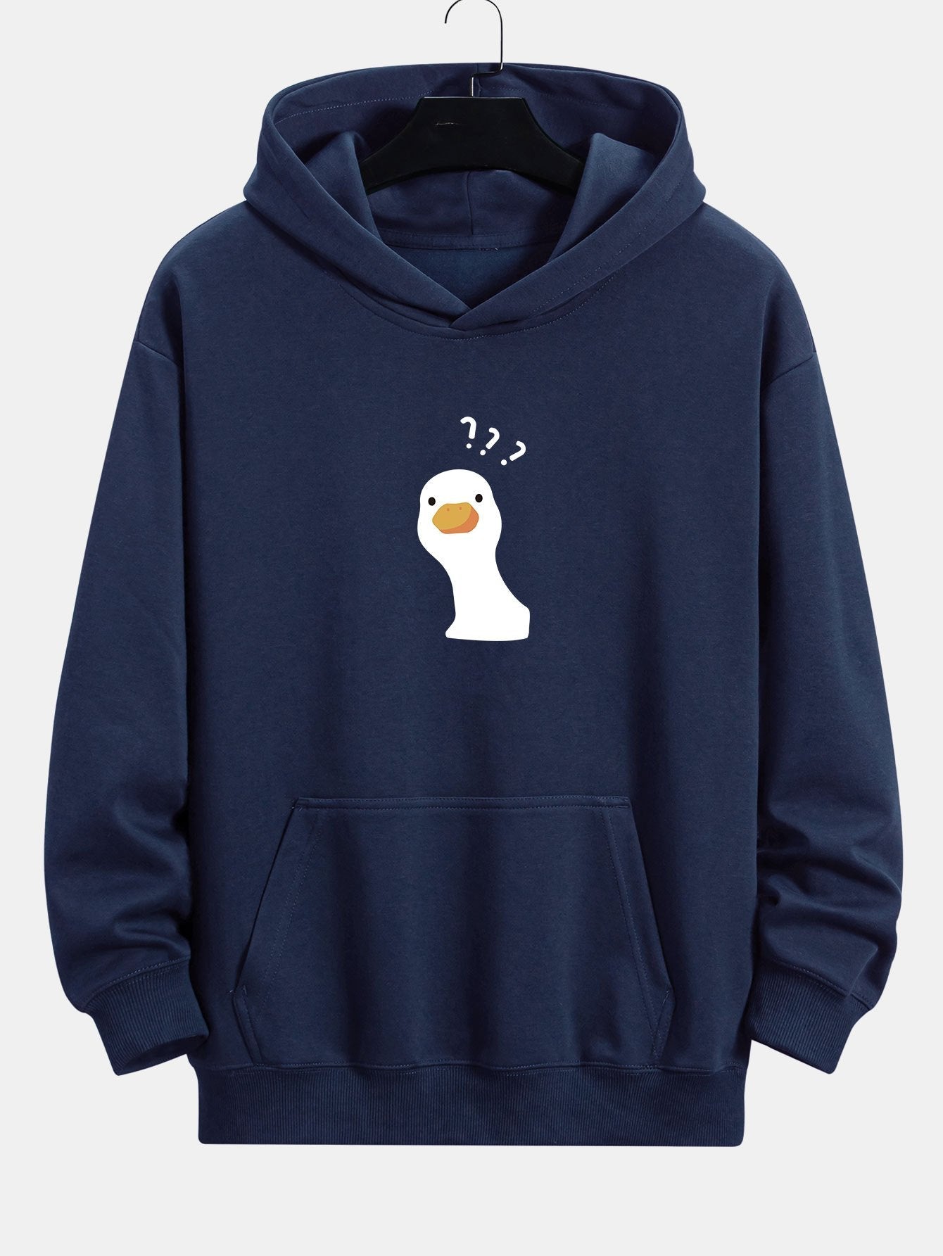 Question Mark Doubtful Duck Print Relax Fit Hoodie - Naturzy