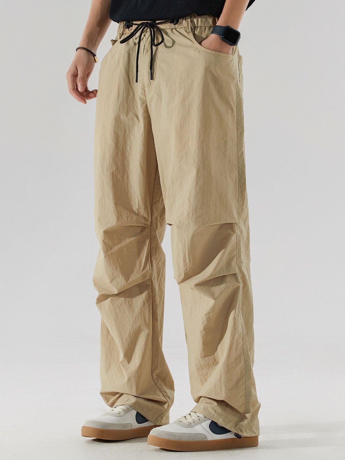 Elastic Waist Parachute Pants - Naturzy