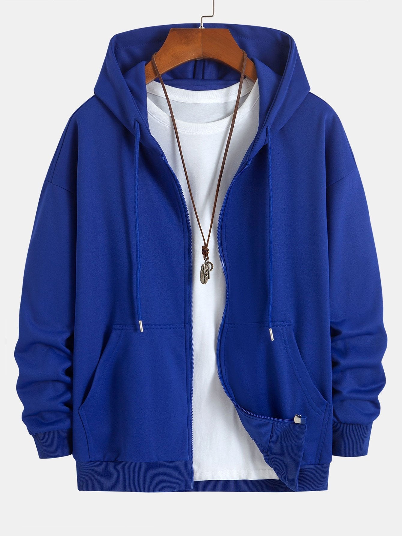 Basic Relax Fit Zip Hoodie - Naturzy