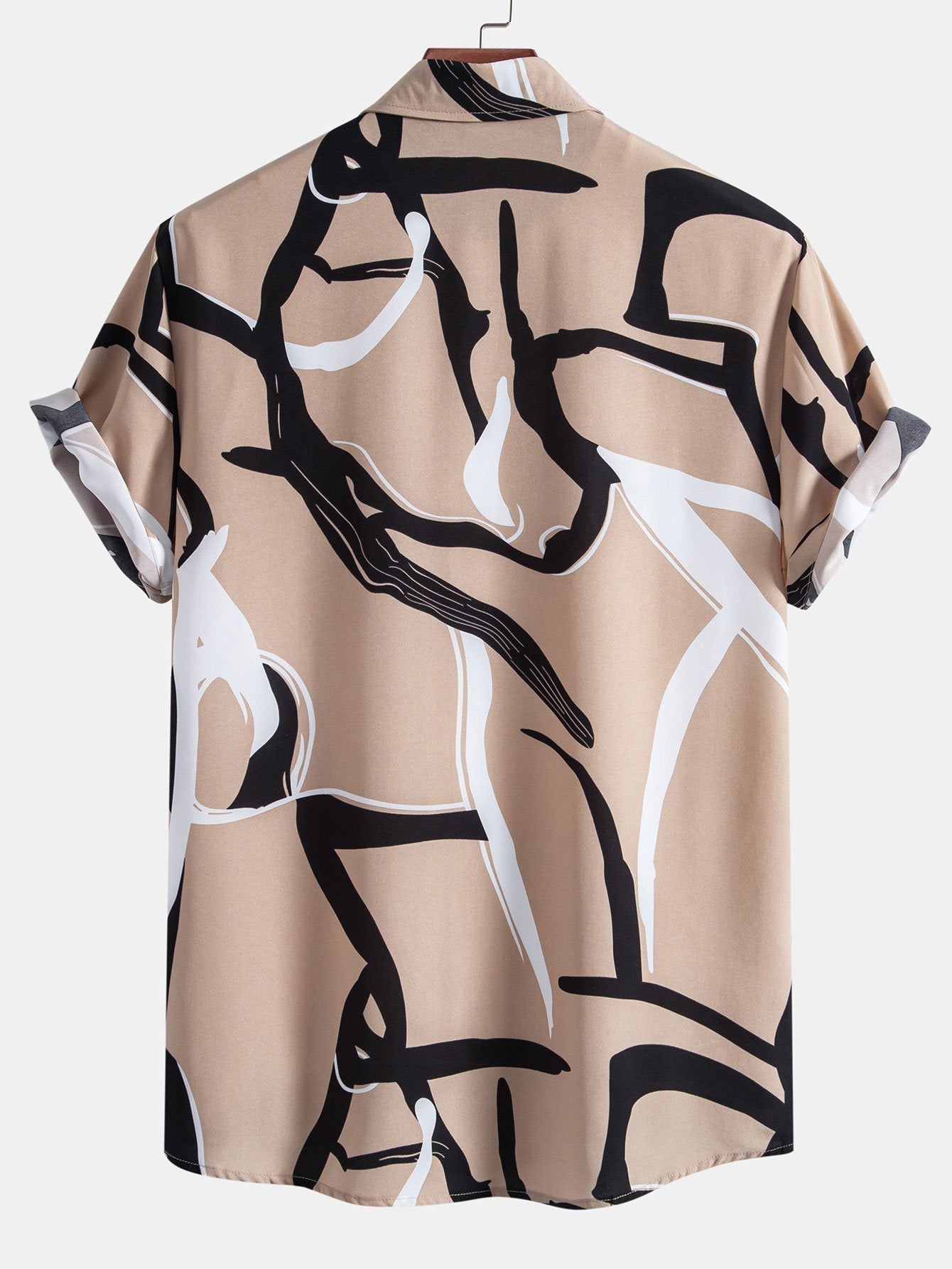 Abstract Print Button Up Shirt - Naturzy