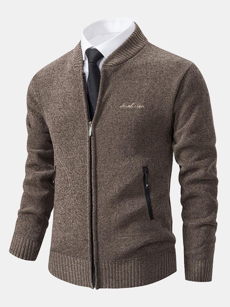 Zip Up Baseball Collar Sweater - Naturzy