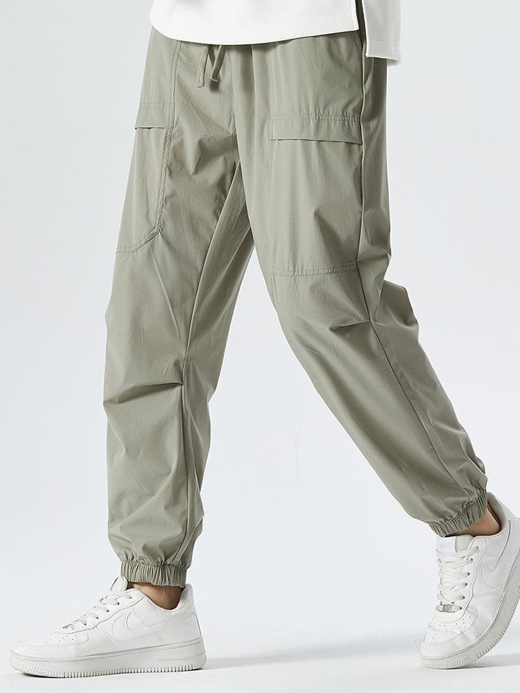 Elastic Waist Parachute Cargo Pants - Naturzy