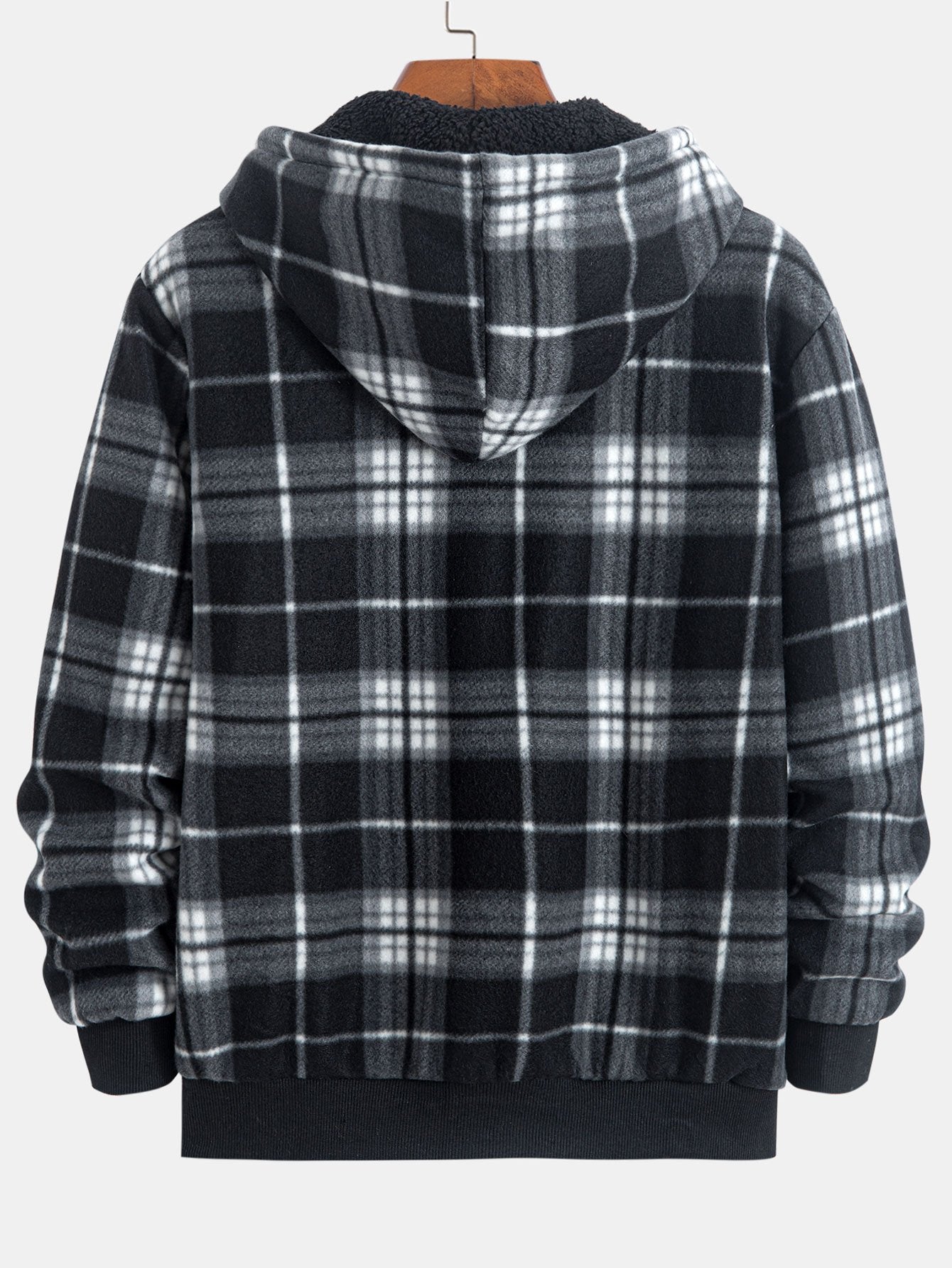 Teddy Fleece Lined Flannel Plaid Hoodie - Naturzy