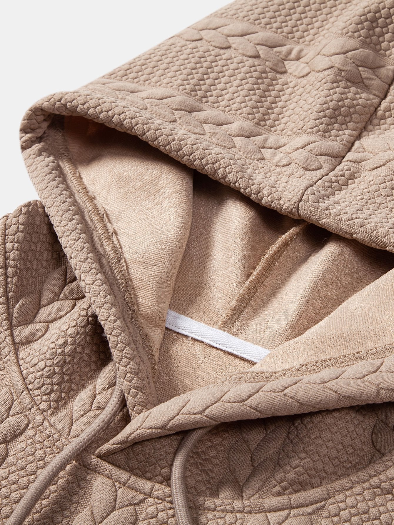 Relax Fit Wheat Jacquard Hoodie - Naturzy