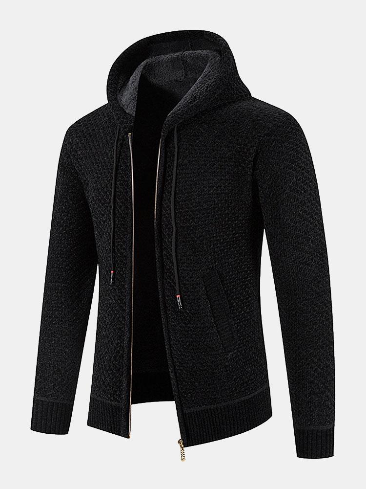 Teddy Lined Textured Hooded Sweater - Naturzy