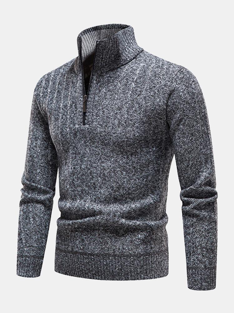 Textured Quarter Zip Sweater - Naturzy