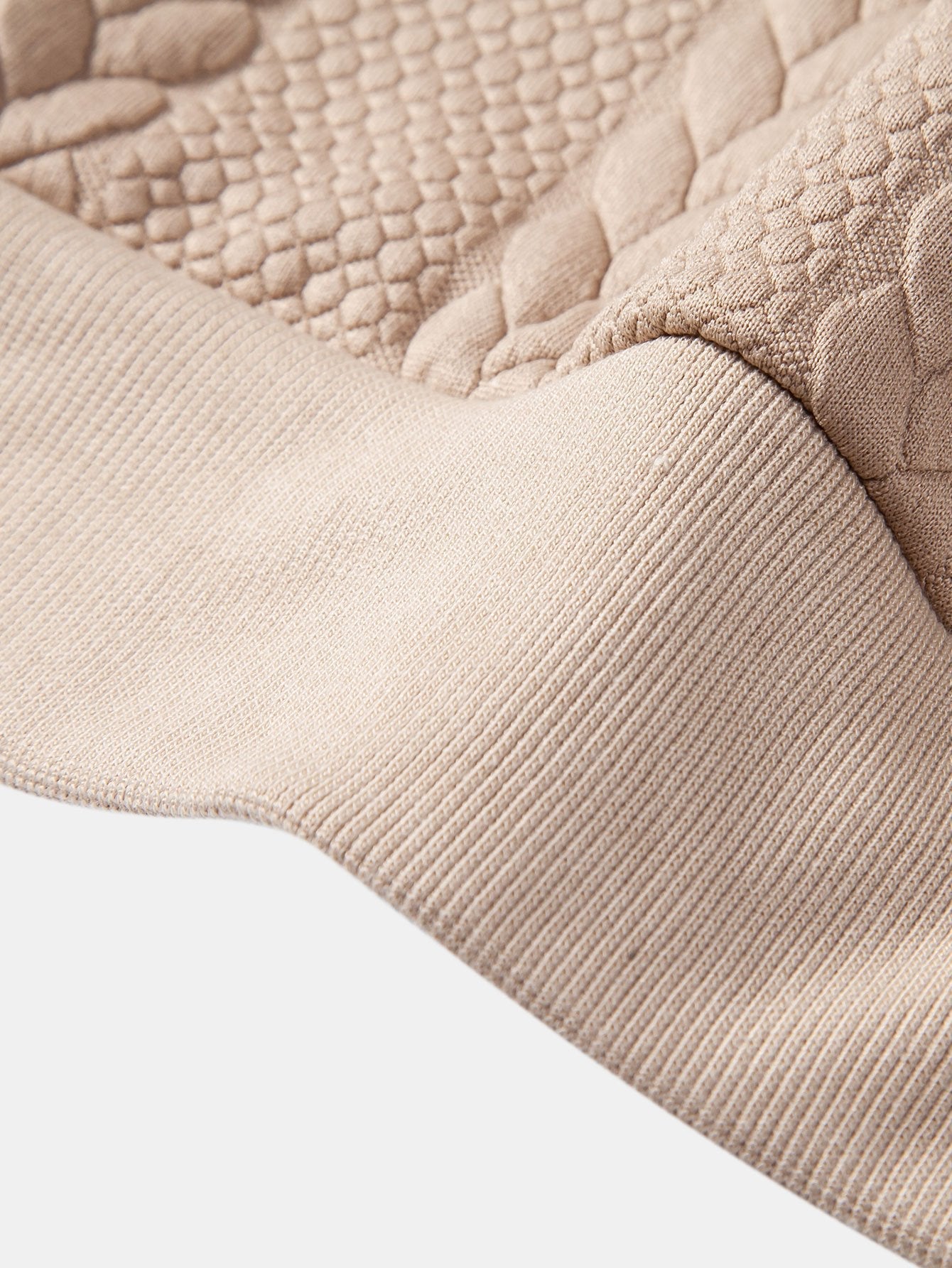 Relax Fit Wheat Jacquard Hoodie - Naturzy