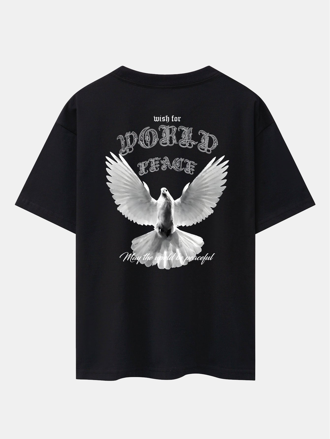 Dove Of Peace Back Print Drop Shoulder Oversize T-Shirt - Naturzy