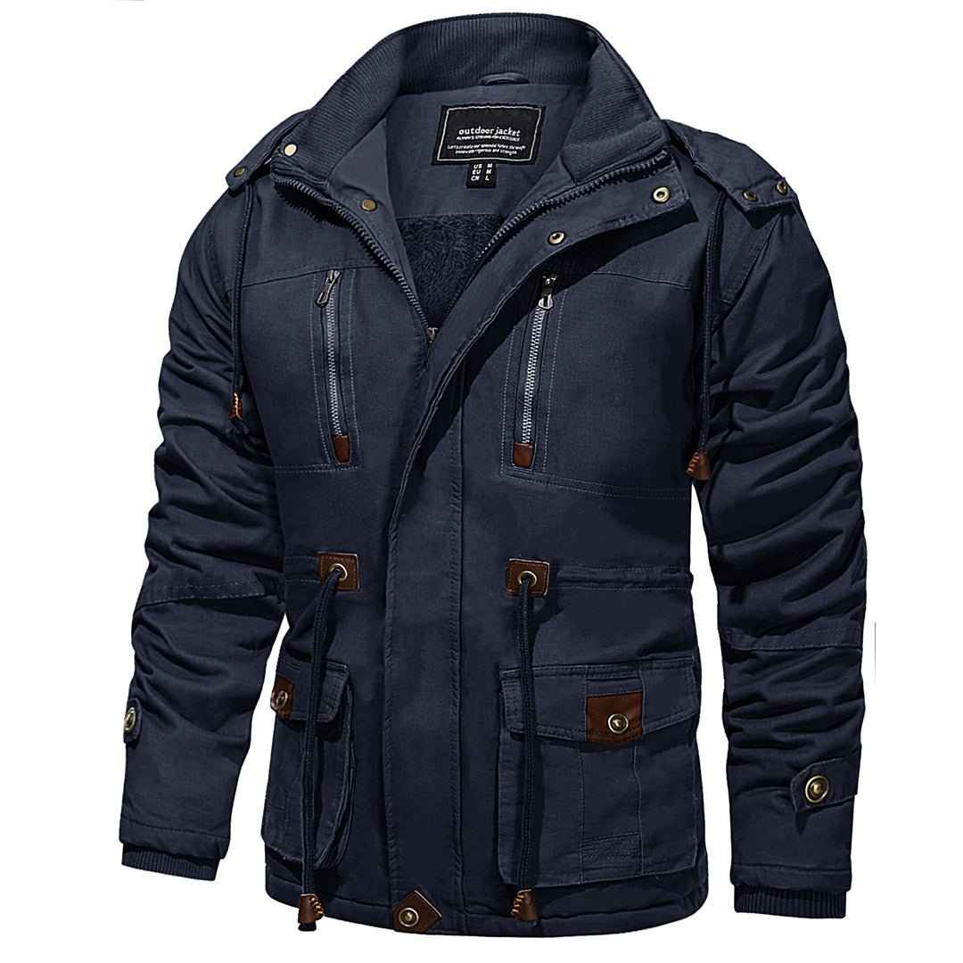 Men's Hood Jackets Thicken Fleece Cotton Work Winter Coats
