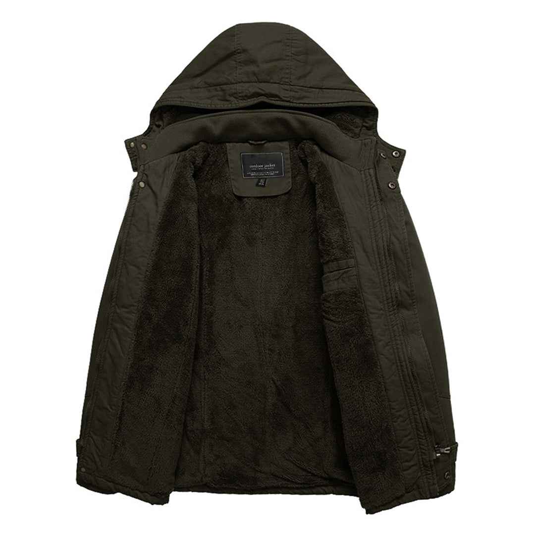 Men's Hood Jackets Thicken Fleece Cotton Work Winter Coats