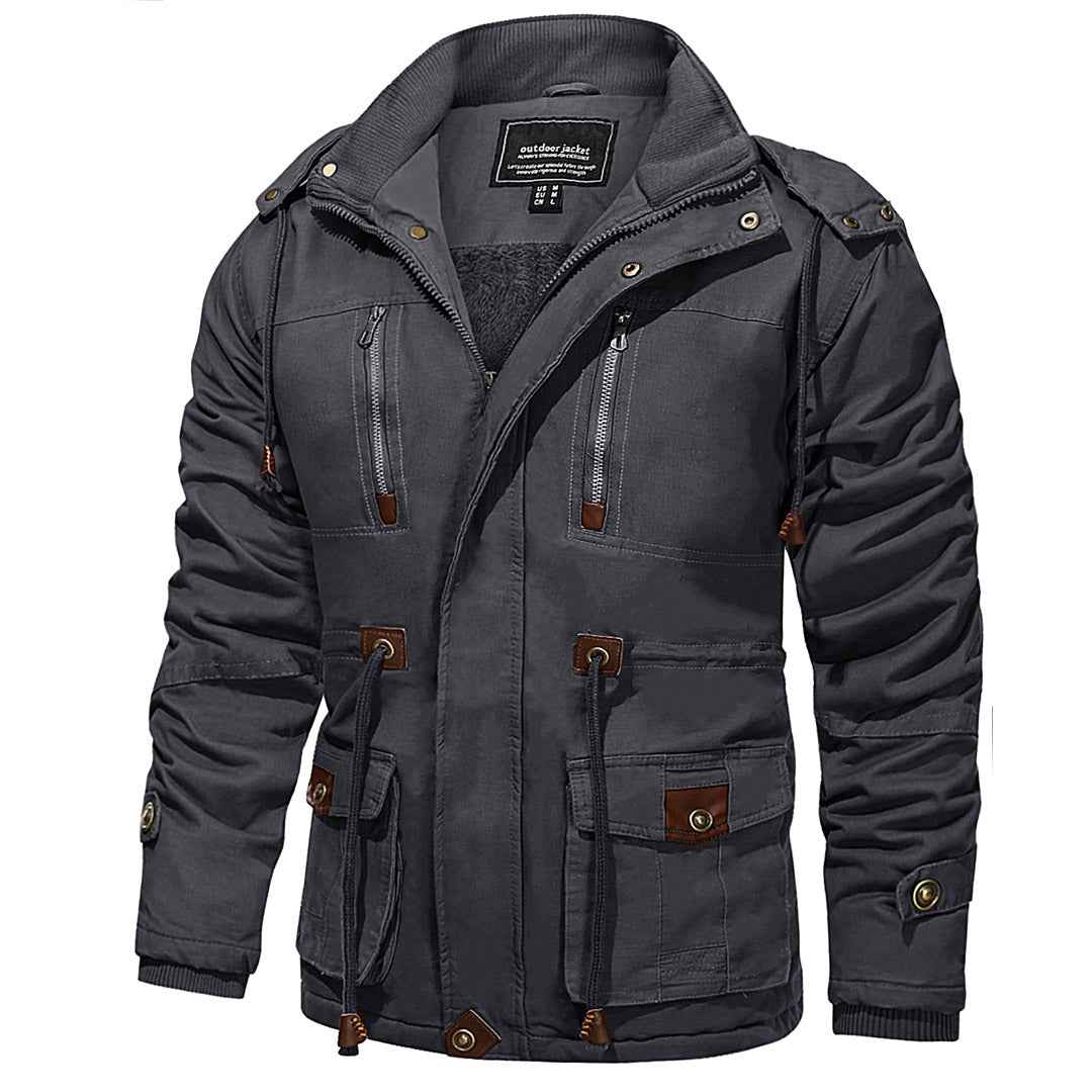 Men's Hood Jackets Thicken Fleece Cotton Work Winter Coats