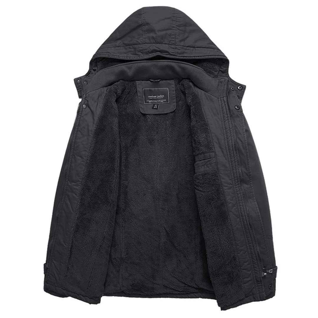 Men's Hood Jackets Thicken Fleece Cotton Work Winter Coats