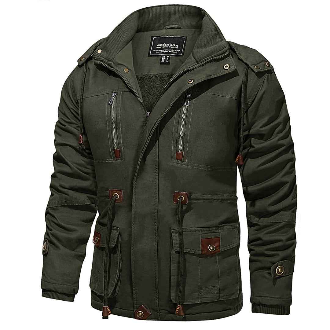 Men's Hood Jackets Thicken Fleece Cotton Work Winter Coats