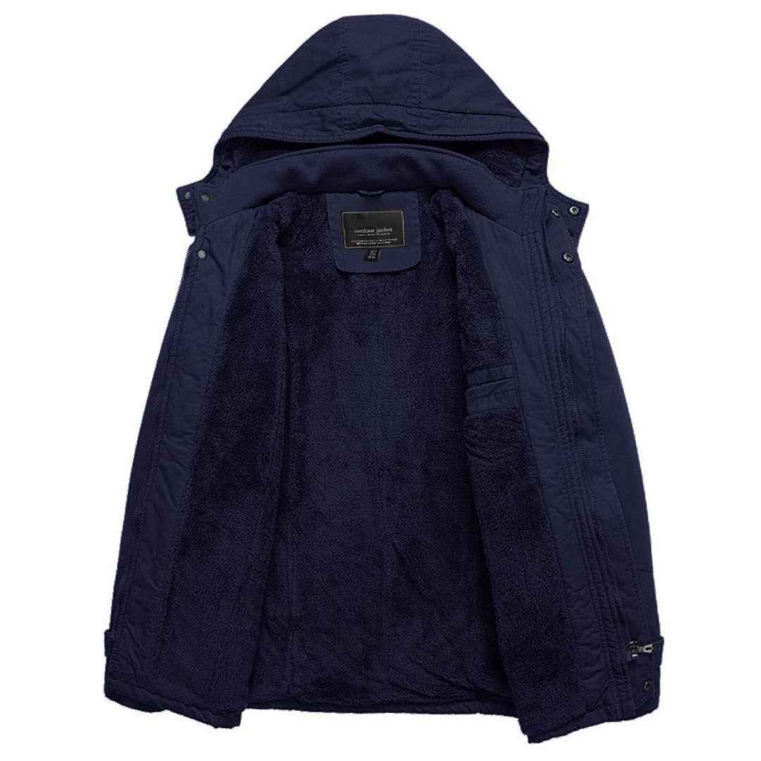 Men's Hood Jackets Thicken Fleece Cotton Work Winter Coats