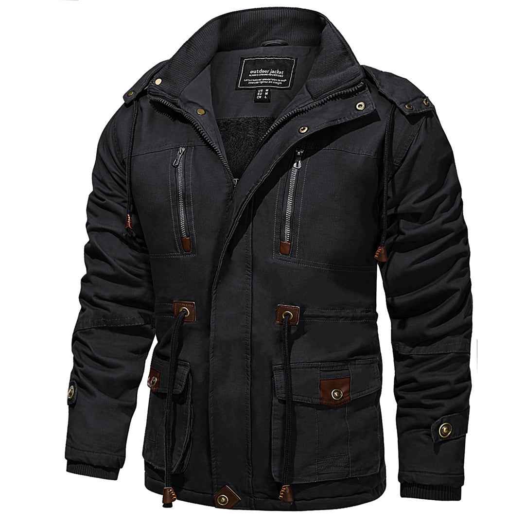 Men's Hood Jackets Thicken Fleece Cotton Work Winter Coats