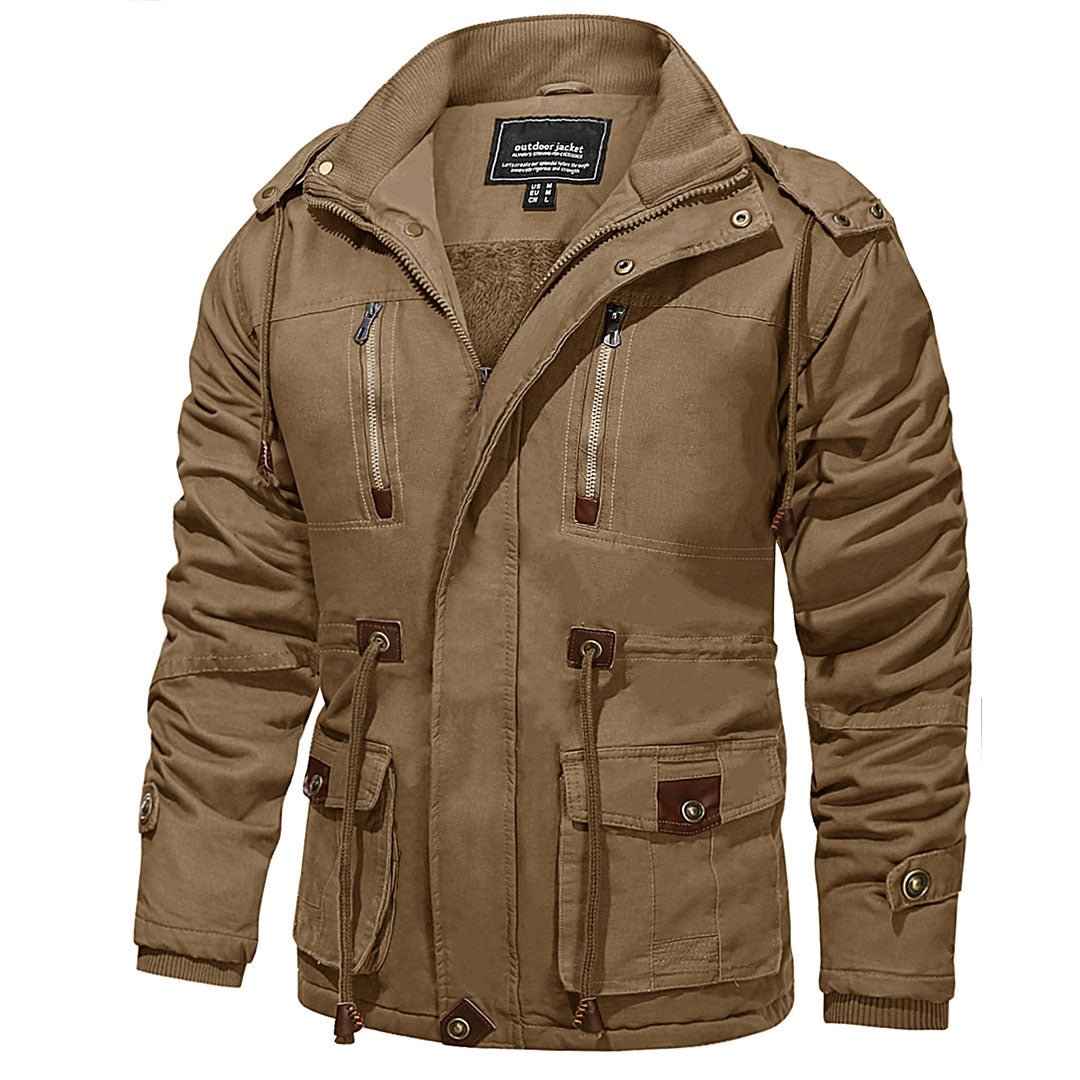 Men's Hood Jackets Thicken Fleece Cotton Work Winter Coats