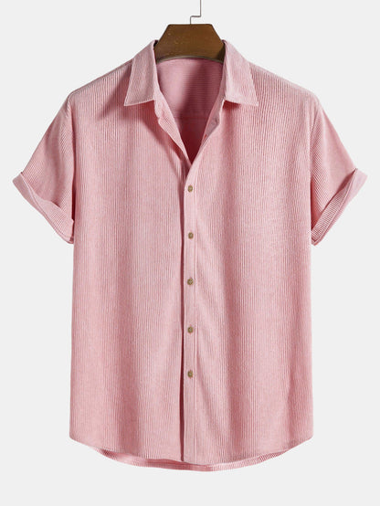 Corduroy Button Up Short Sleeved Shirt - Naturzy