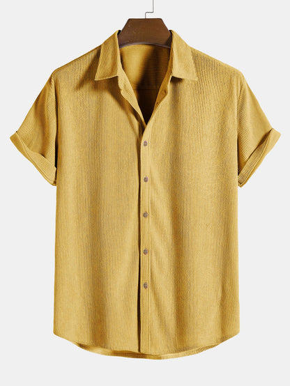 Corduroy Button Up Short Sleeved Shirt - Naturzy