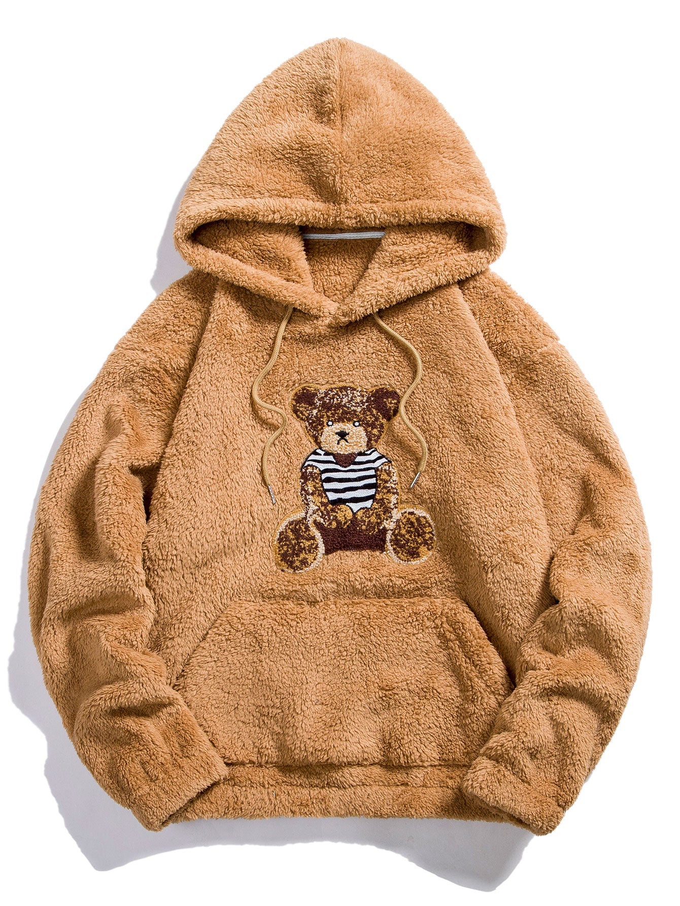 Bear Embroidered Patch Teddy Hoodie - Naturzy