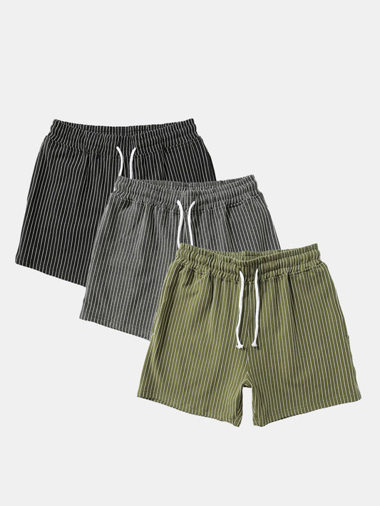 3 Pieces Striped Jersey 3" Shorts - Naturzy
