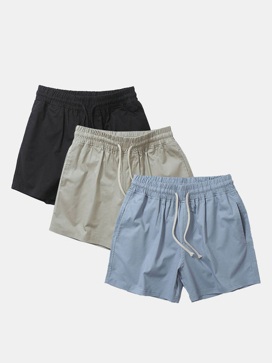 3 Pieces Cotton 3" Drawstring Shorts - Naturzy