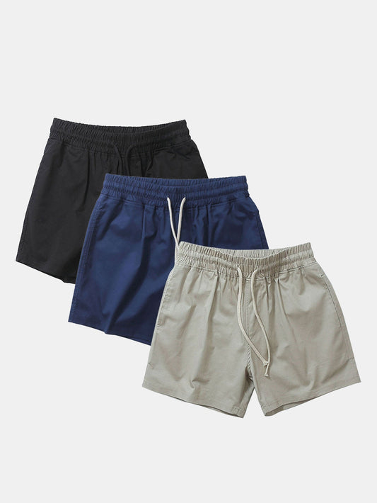 3 Pieces Cotton 3" Drawstring Shorts - Naturzy
