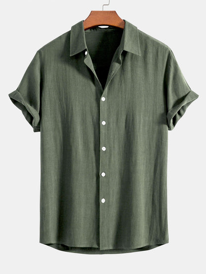 Linen Rayon Blend Button Up Shirt - Naturzy