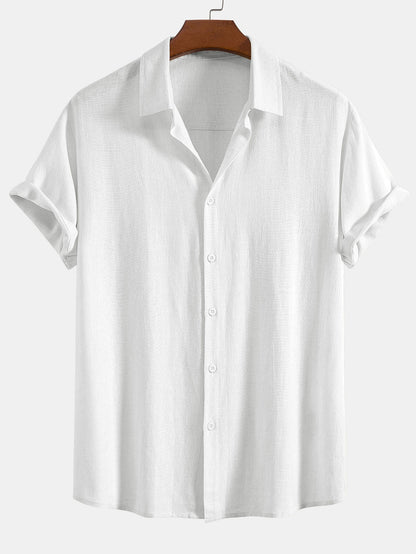 Linen Rayon Blend Button Up Shirt - Naturzy