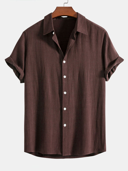 Linen Rayon Blend Button Up Shirt - Naturzy