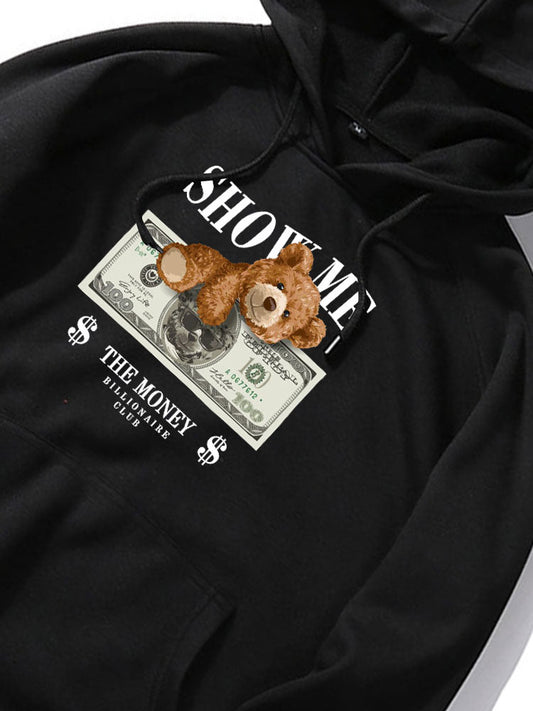Money Bear Print Hoodie - Naturzy