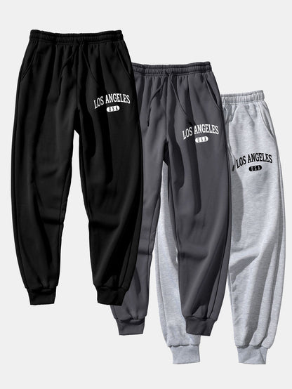 3 Pieces Los Angeles Print Jogger Pants - Naturzy