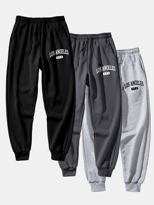 3 Pieces Los Angeles Print Jogger Pants - Naturzy